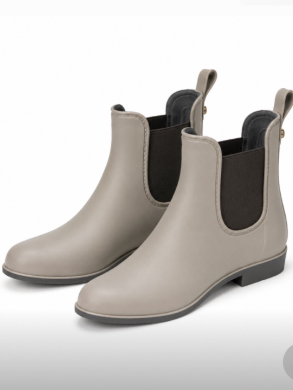 Sam Edelman Tinsley Gray Waterproof Chelsea Rain Boots Matte Rubber Size 8